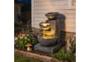 Outsunny Gartenbrunnen Grau LED Beleuchtung Steinoptik Bild 2