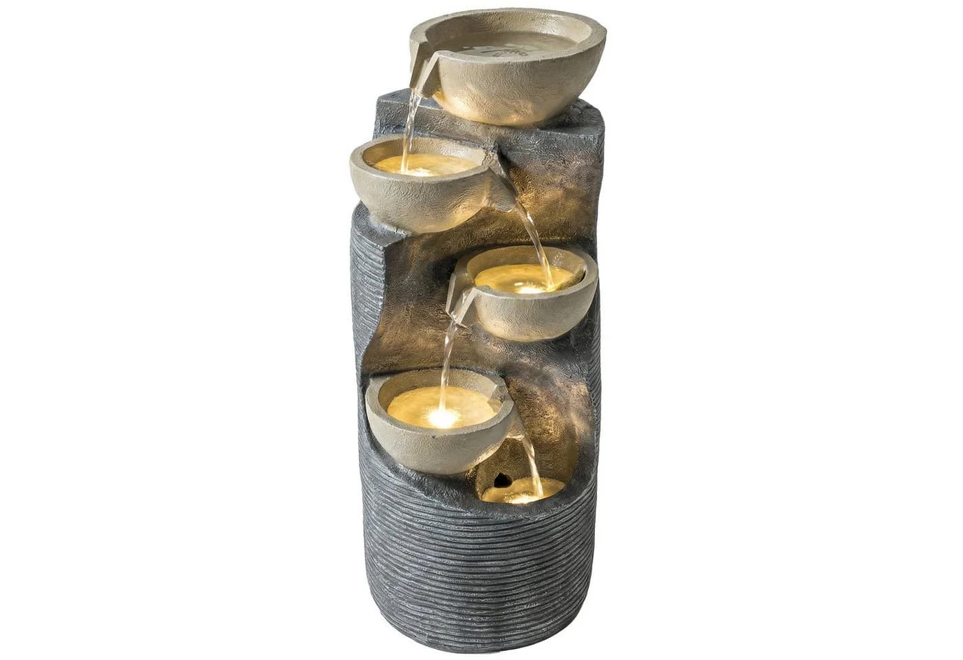 Outsunny Gartenbrunnen Grau mit LED Beleuchtung und Pumpe - Bild 1