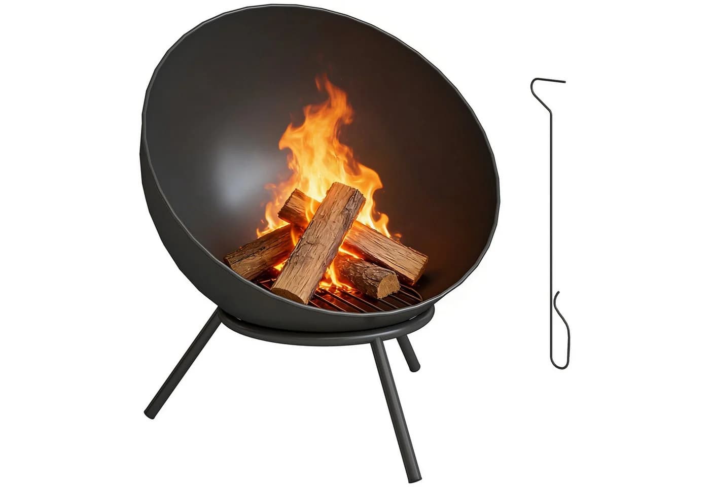 Outsunny Feuerschale Schwarz Outdoor BBQ Camping