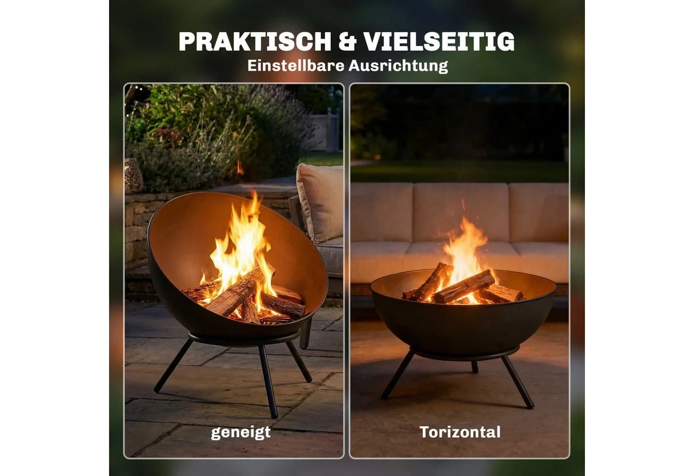 Outsunny Feuerschale Schwarz Outdoor BBQ Camping - Bild 4