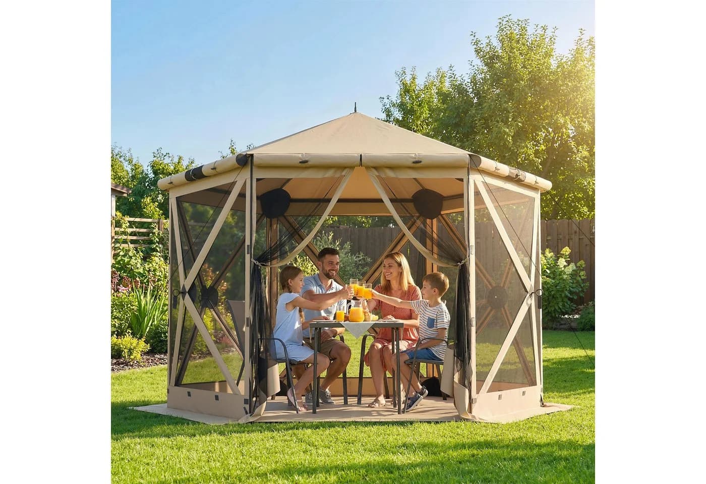 Outsunny Sechseck-Pavillon Pop-Up wasserdicht UV-Schutz - Bild 2