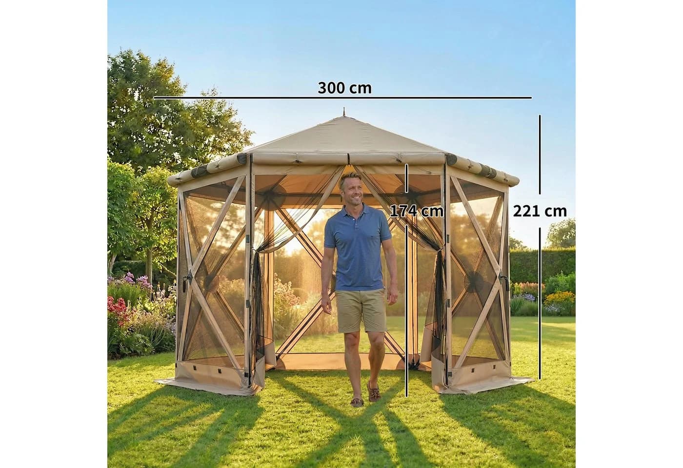Outsunny Sechseck-Pavillon Pop-Up wasserdicht UV-Schutz - Bild 3