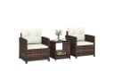 Outsunny Bistro-Set 3-tlg. mit Glastisch & Kissen Braun/Weiß Bild 1