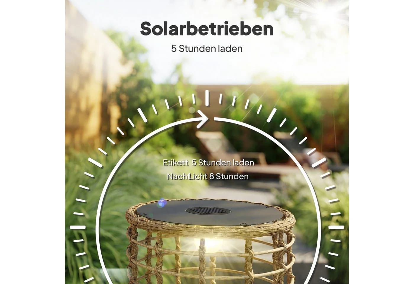 Outsunny LED Solarleuchte Warmweiß Garten Balkon Außen Rasen Hof - Bild 5