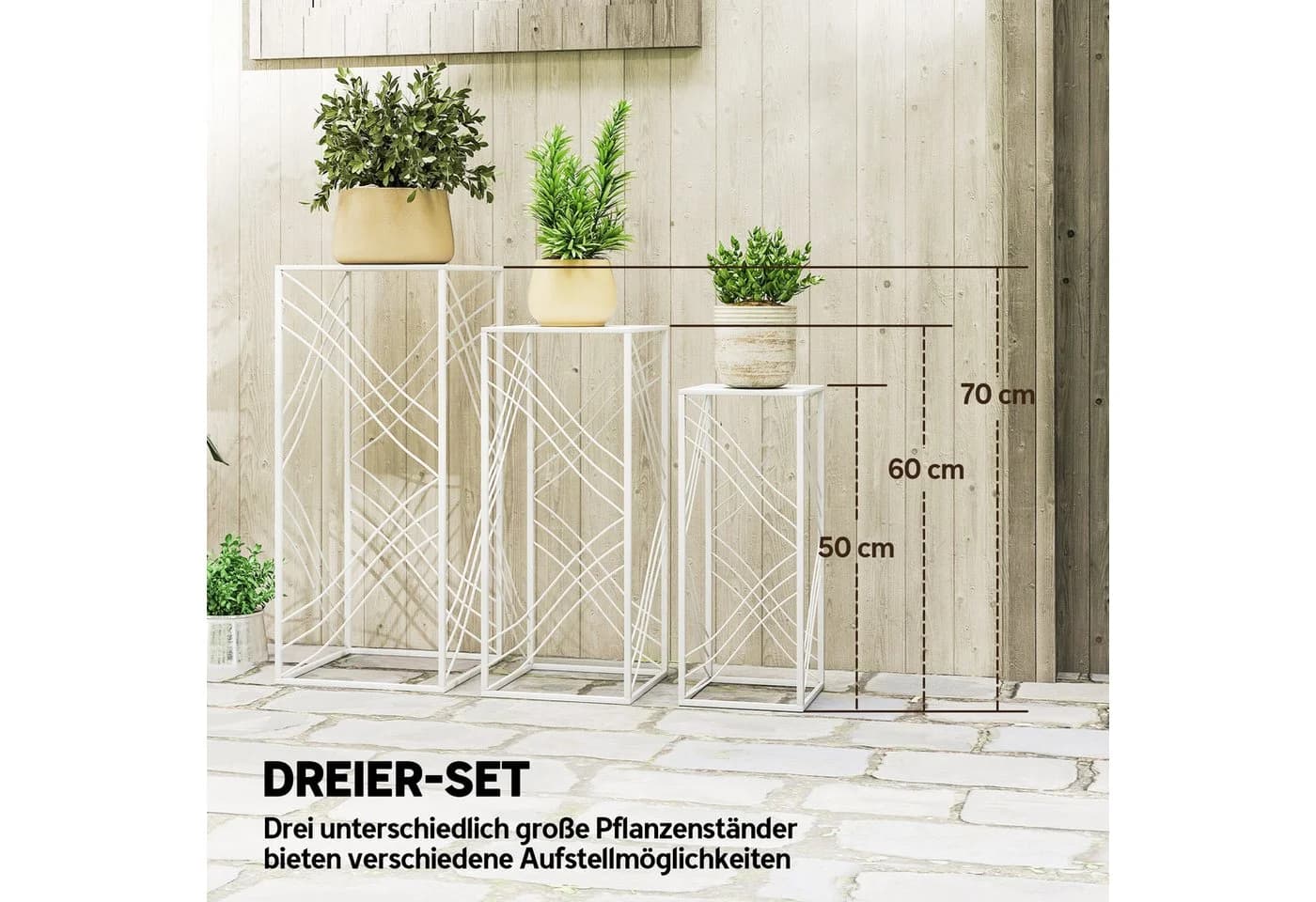 Outsunny Blumenständer 3-teilig Weiß Stapelbar - Bild 4