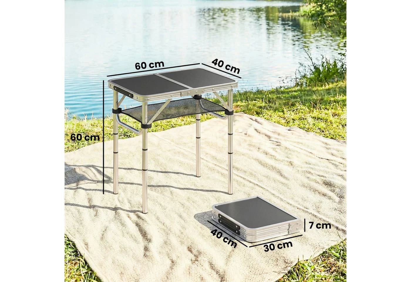 Outsunny Campingtisch Klappbar Schwarz Aluminium - Bild 3