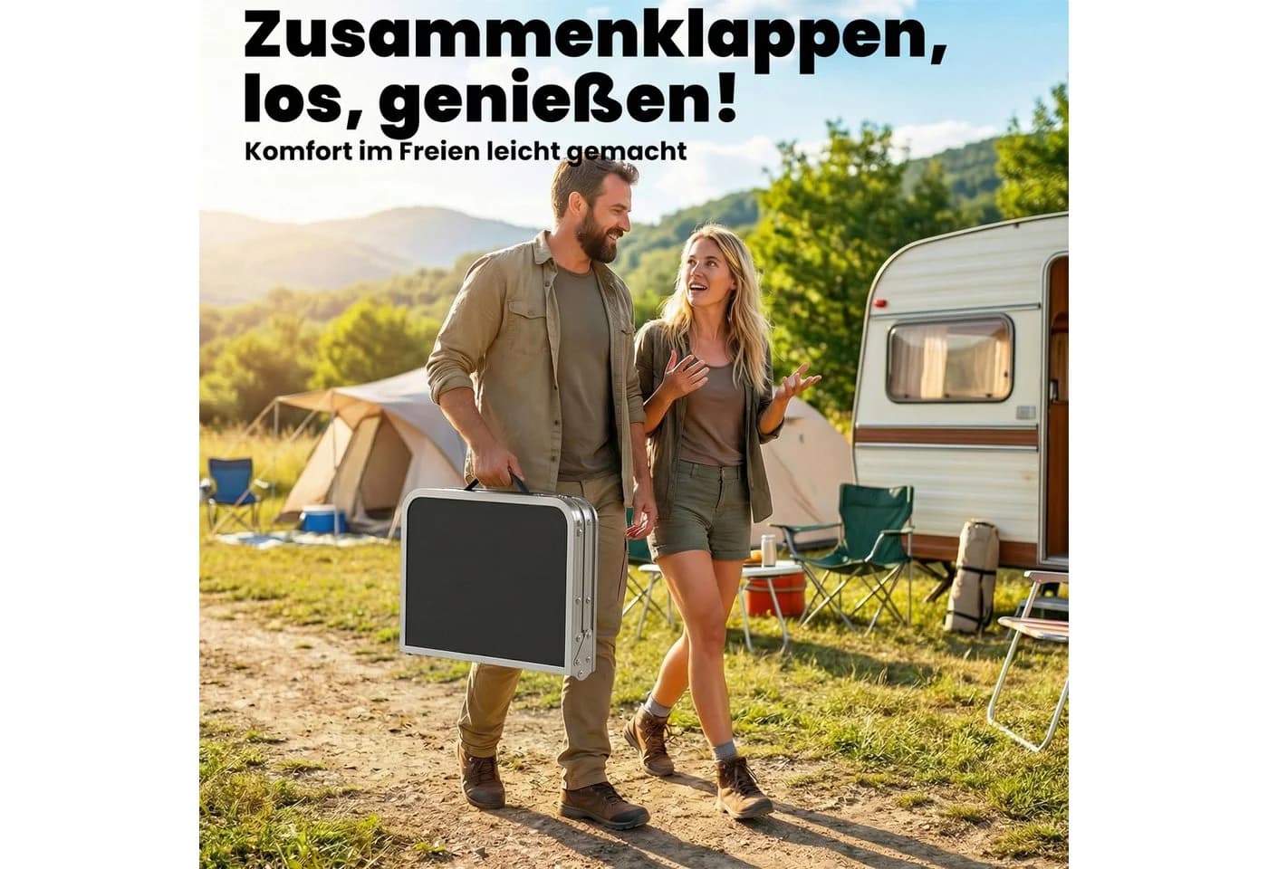 Outsunny Campingtisch Klappbar Schwarz Aluminium - Bild 4