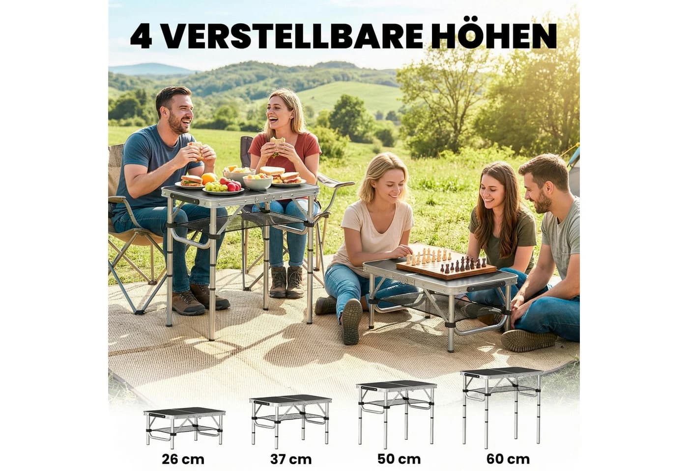 Outsunny Campingtisch Klappbar Schwarz Aluminium - Bild 5