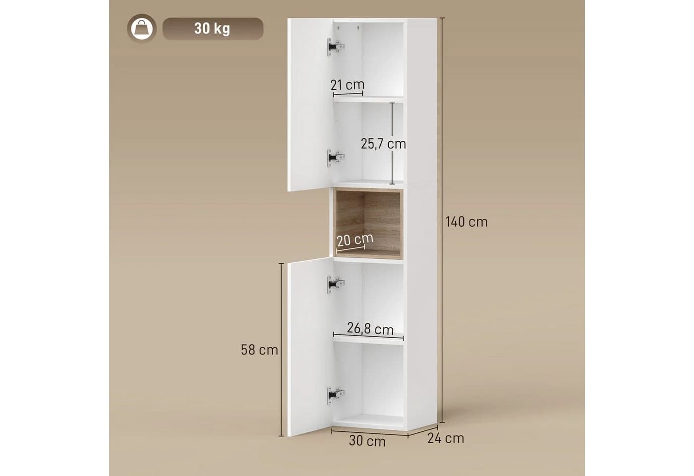 HOMCOM Badschrank schmal Soft-Close FSC-zertifiziert - Bild 3