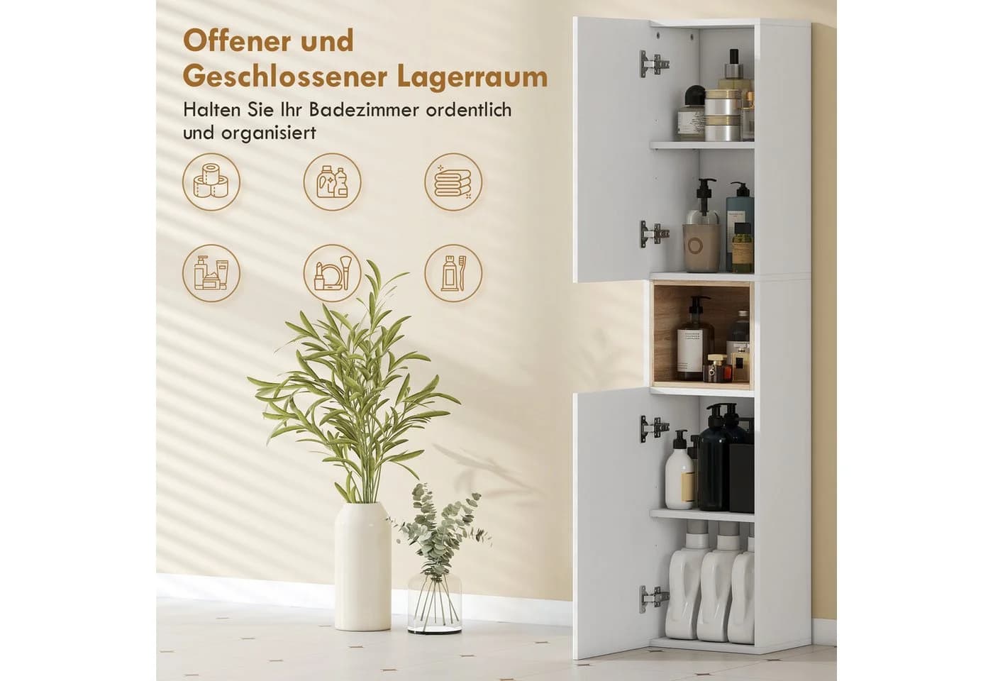 HOMCOM Badschrank schmal Soft-Close FSC-zertifiziert - Bild 4