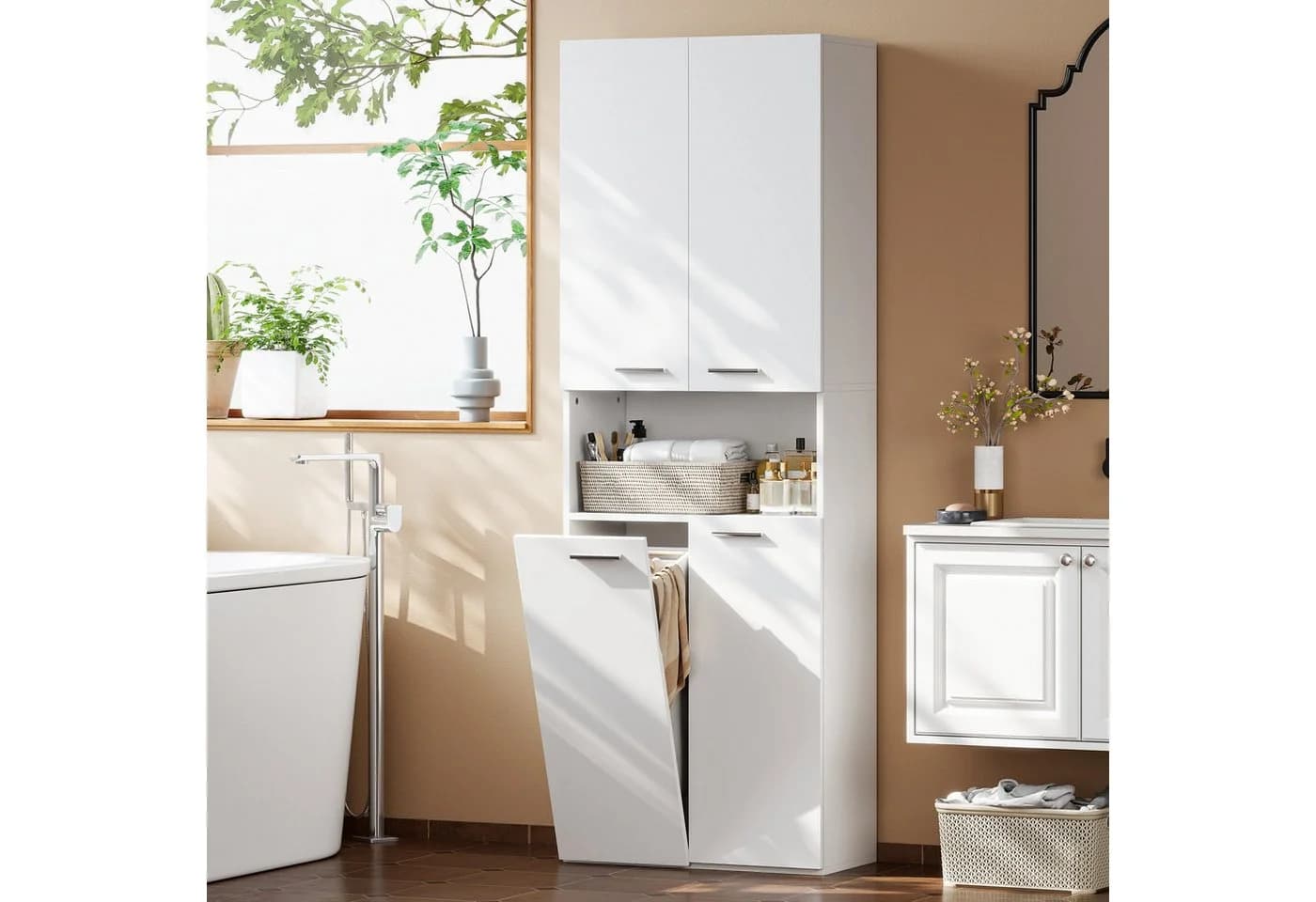 HOMCOM Badschrank mit Soft-Close-Türen Weiß - Bild 2