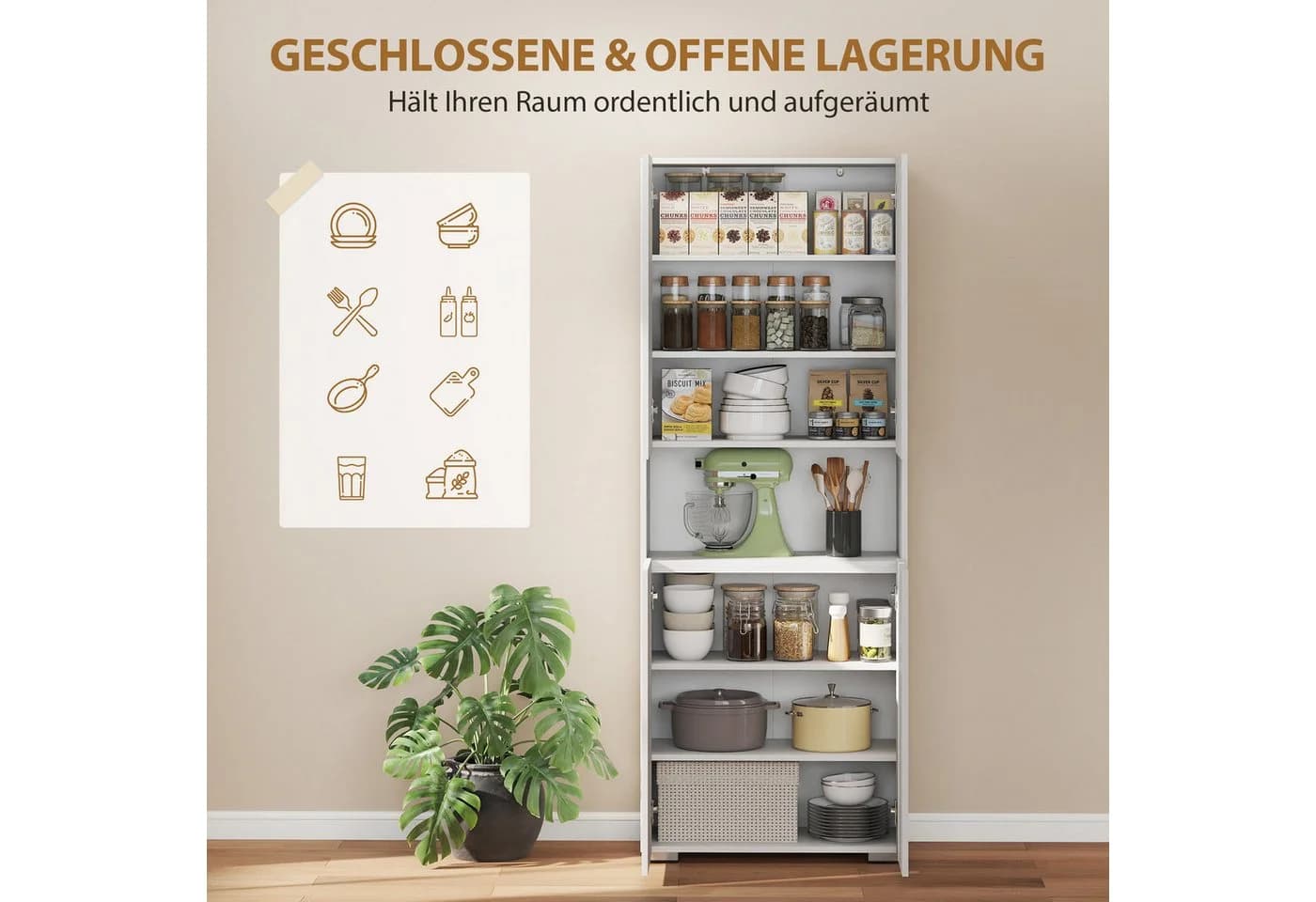 HOMCOM Küchenbuffet Hochglanz Weiß Soft-Close Sideboard - Bild 5