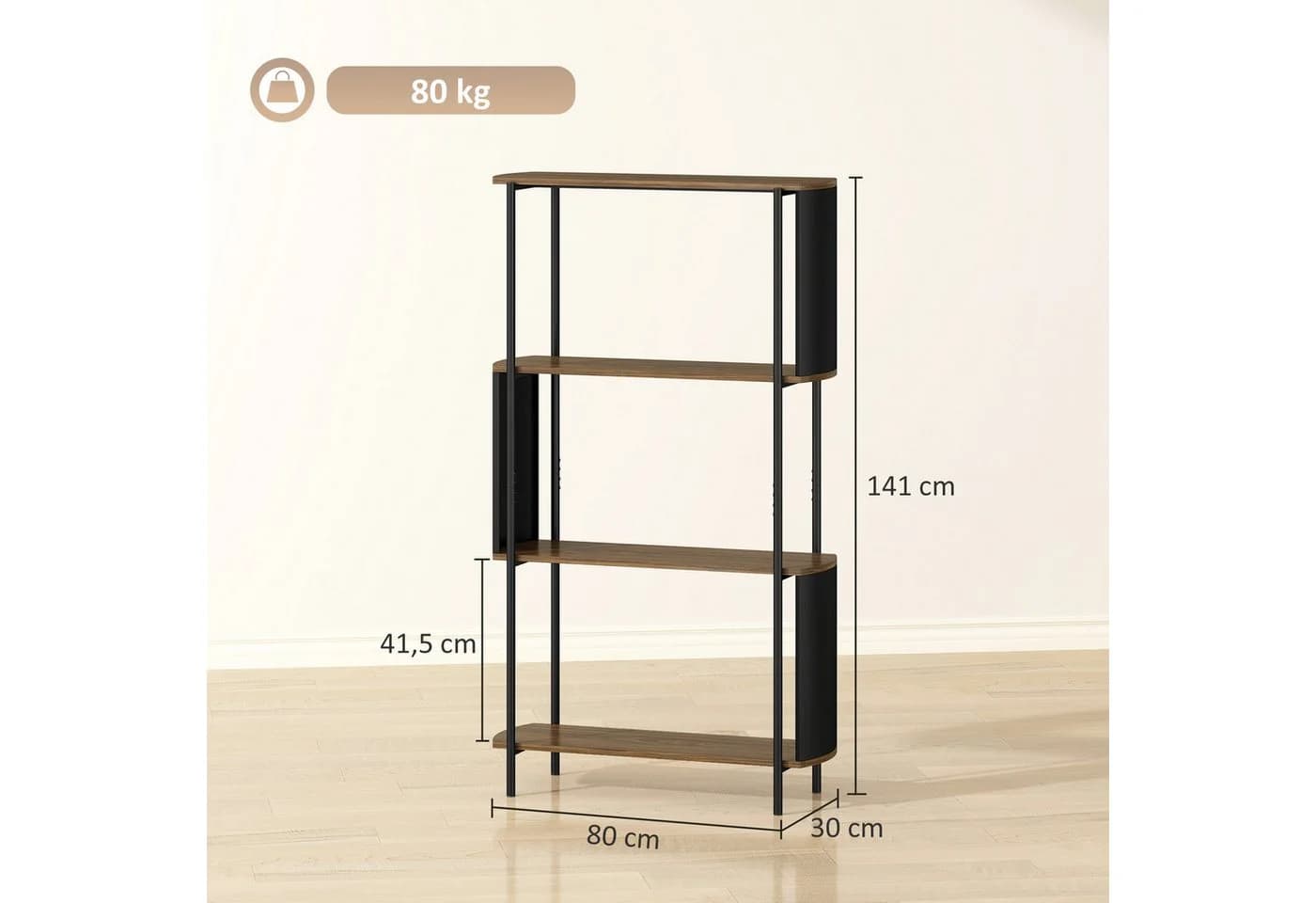 HOMCOM Standregal 4 Ebenen Braun Holzoptik Stahl - Bild 3