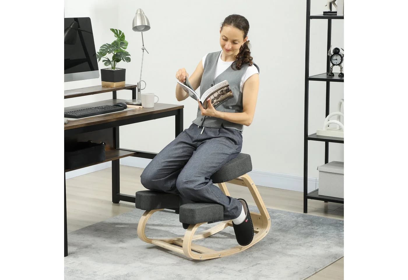 Vinsetto Ergonomischer Kniestuhl aus Massivbirke mit verstellbarer Sitzhöhe - Bild 2
