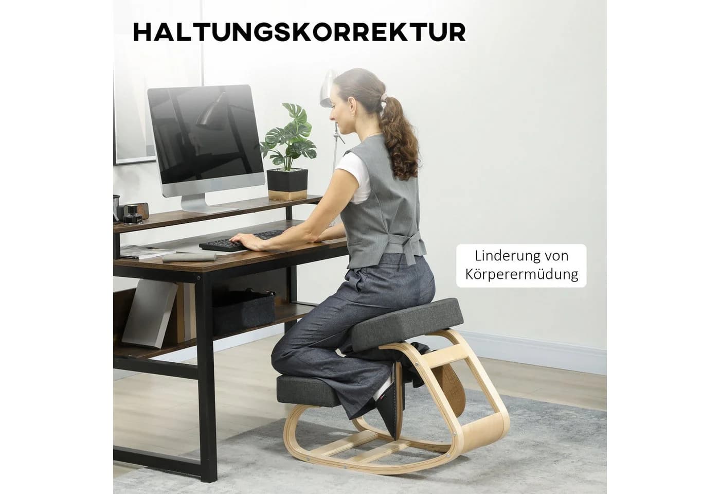 Vinsetto Ergonomischer Kniestuhl aus Massivbirke mit verstellbarer Sitzhöhe - Bild 4