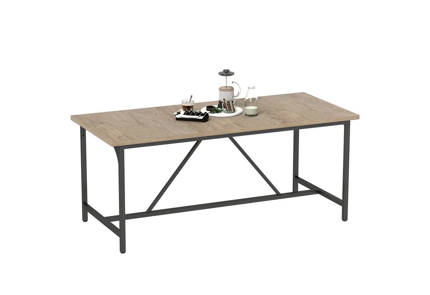 HOMCOM Esstisch Holzoptik Schwarz 180 cm