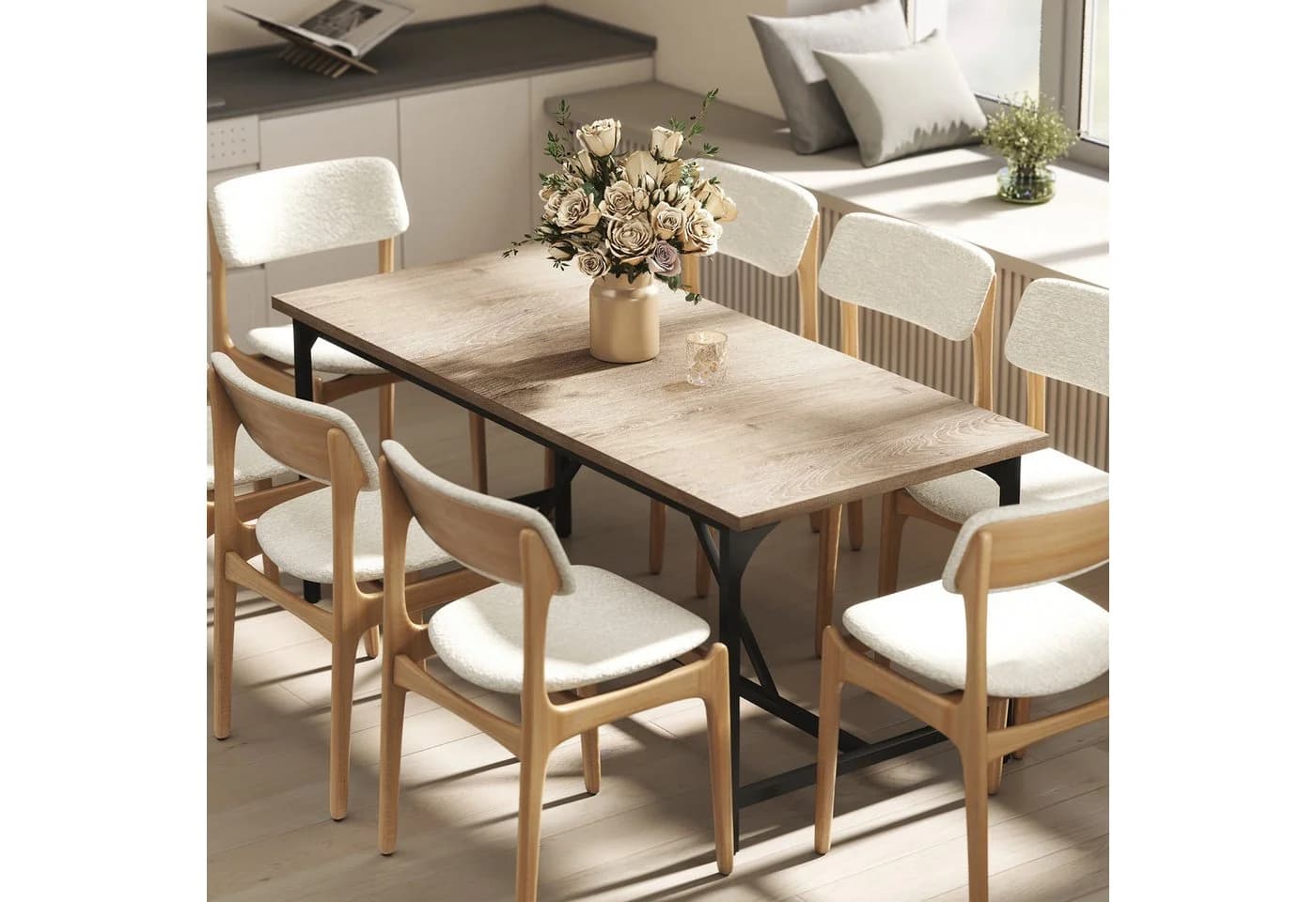HOMCOM Esstisch Holzoptik Schwarz 180 cm - Bild 2