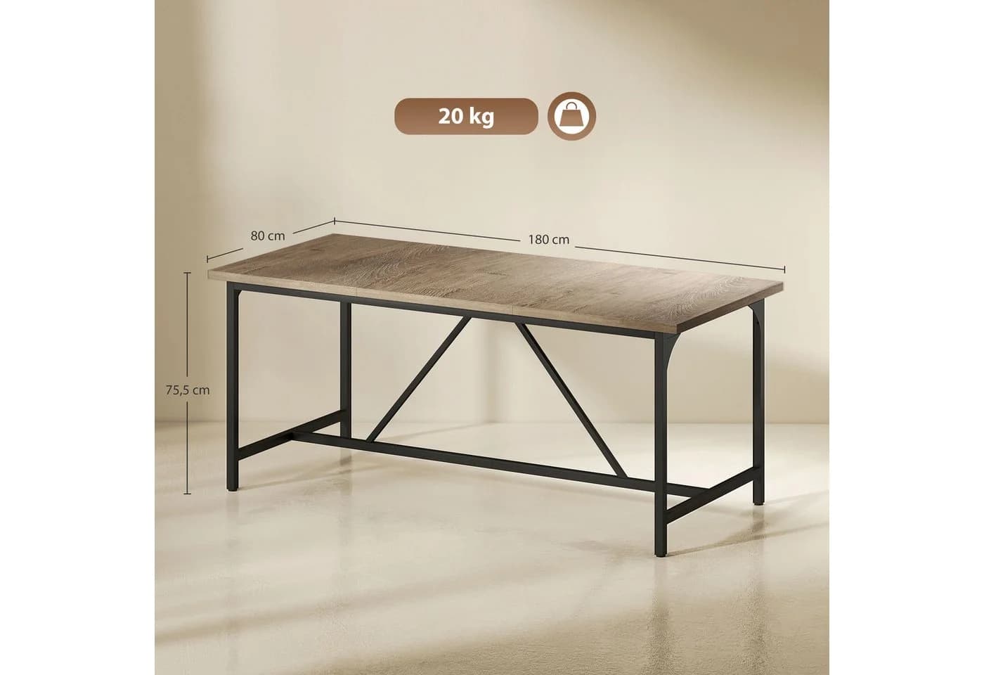 HOMCOM Esstisch Holzoptik Schwarz 180 cm - Bild 3