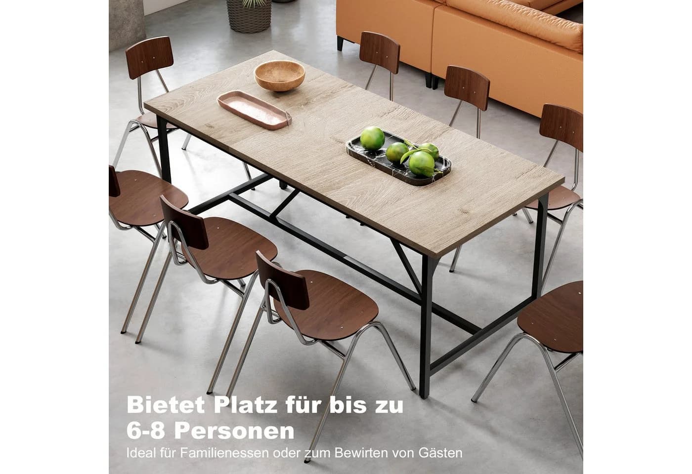 HOMCOM Esstisch Holzoptik Schwarz 180 cm - Bild 4