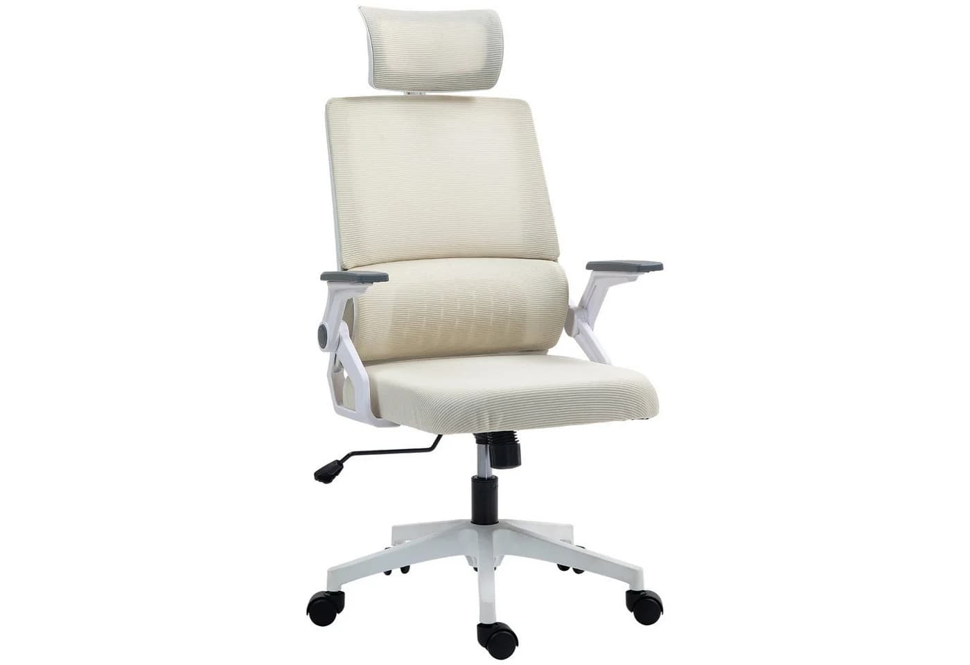 Vinsetto Bürostuhl Ergonomisch mit Kopfstütze & Wippfunktion Beige