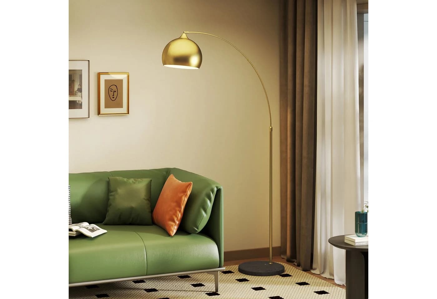 HOMCOM Stehlampe Bogenlampe höhenverstellbar gold - Bild 2