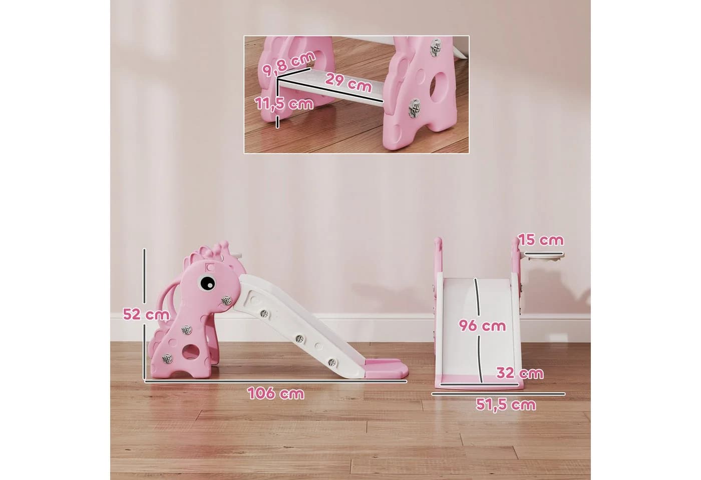 AIYAPPLAY Kinder-Rutsche Rosa mit Basketballkorb - Bild 3