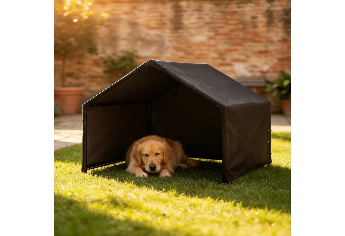 PawHut Hundehütte Outdoor Schwarz mit wetterfestem Dach - Bild 2