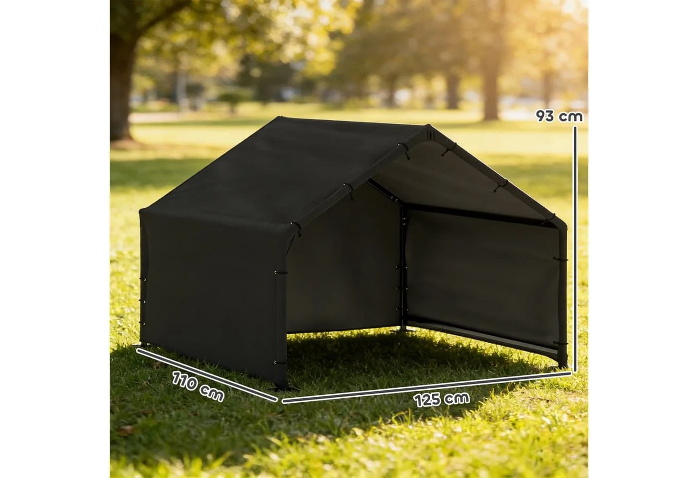 PawHut Hundehütte Outdoor Schwarz mit wetterfestem Dach - Bild 3