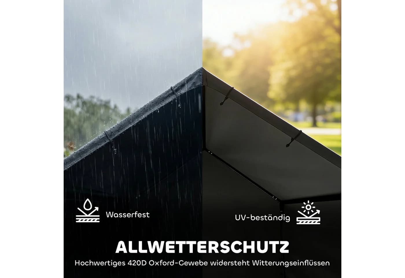 PawHut Hundehütte Outdoor Schwarz mit wetterfestem Dach - Bild 5