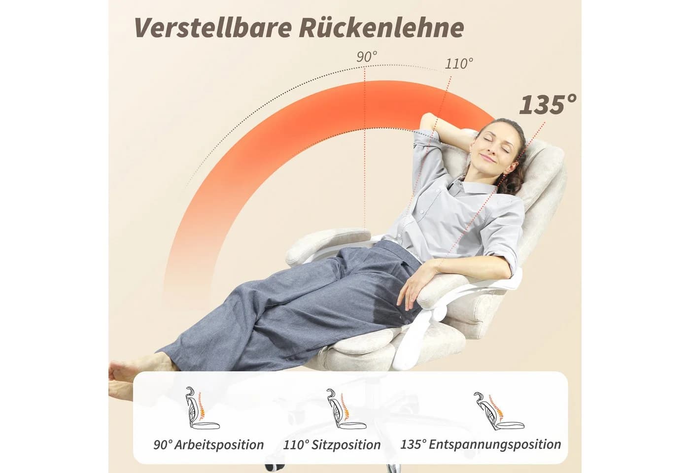 Vinsetto Bürostuhl mit Massagefunktion und Wärmefunktion, höhenverstellbar, weiß - Bild 5