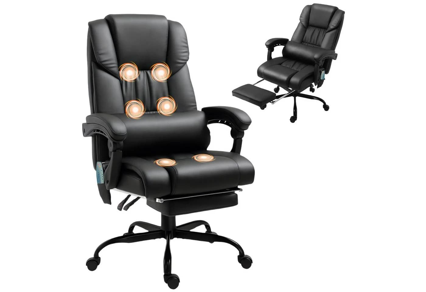 Vinsetto Bürostuhl mit Massagefunktion, höhenverstellbar, Schwarz