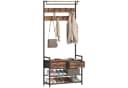 HOMCOM 5-in-1 Flurgarderobe mit Bank & Schuhregal Braun/Schwarz Bild 1