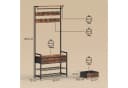 HOMCOM 5-in-1 Flurgarderobe mit Bank & Schuhregal Braun/Schwarz Bild 3