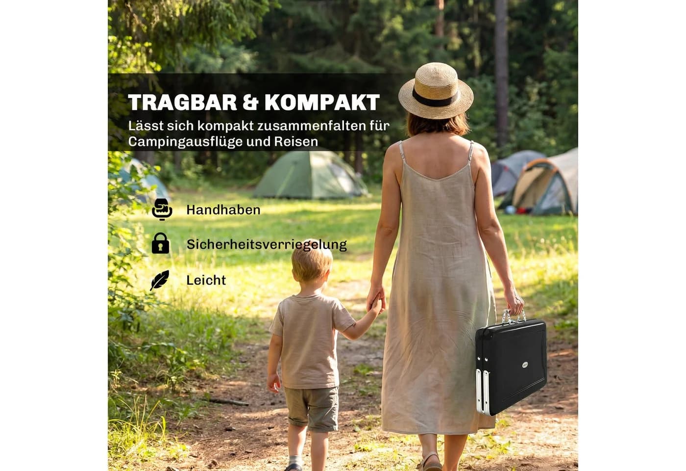 Outsunny Holzkohlegrill Klappbar mit Griff und Heberost - Bild 4