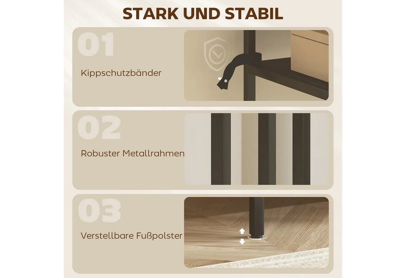 HOMCOM Konsolentisch 3 Ebenen Schwarz Metall Industrial - Bild 5