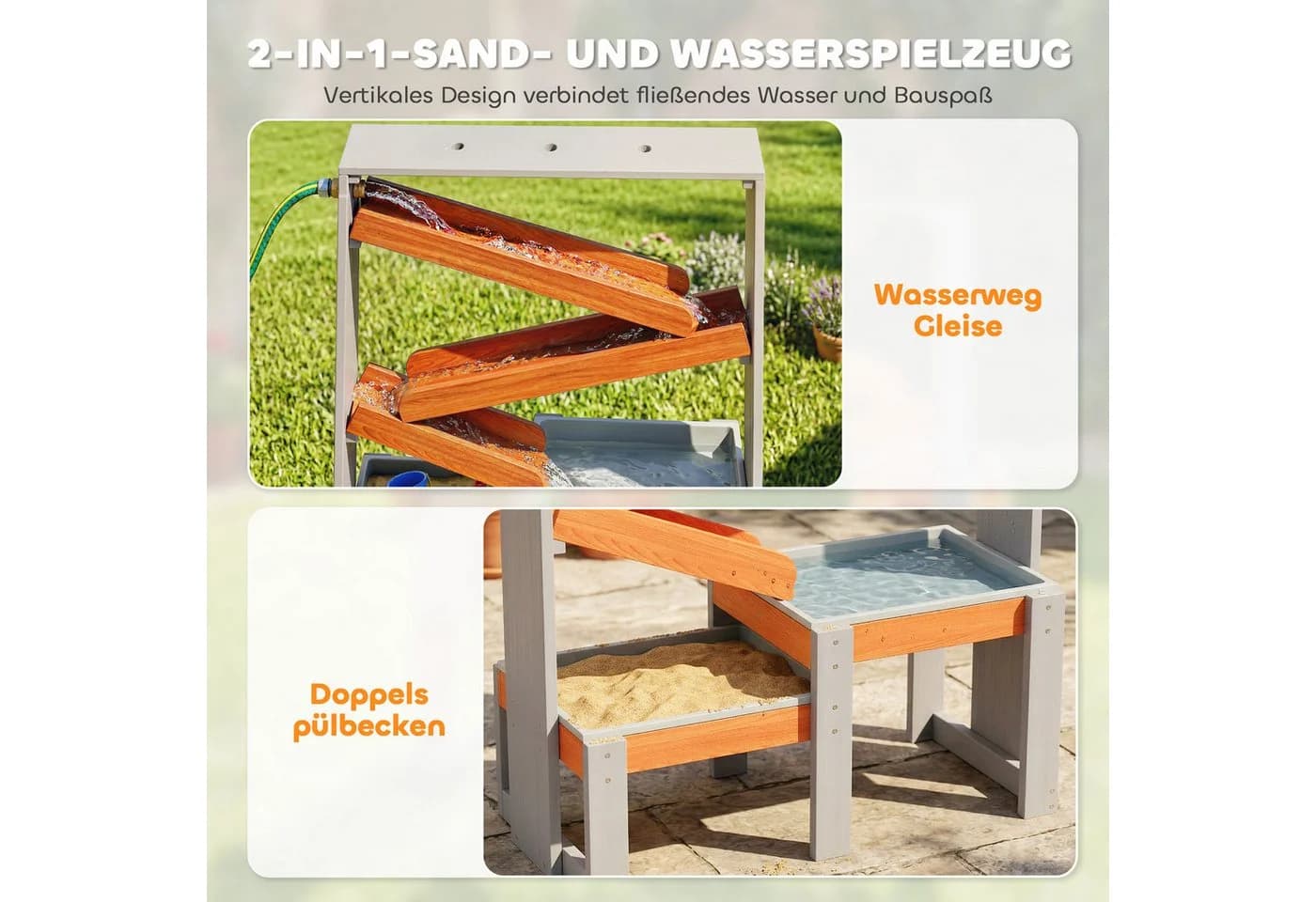 AIYAPLAY Sand- und Wassertisch mit Wasserbahn Grau - Bild 4