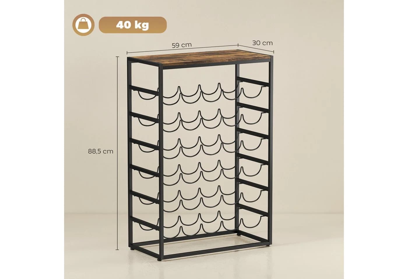 HOMCOM Weinregal 30 Flaschen Metall Rustikal-Braun - Bild 3