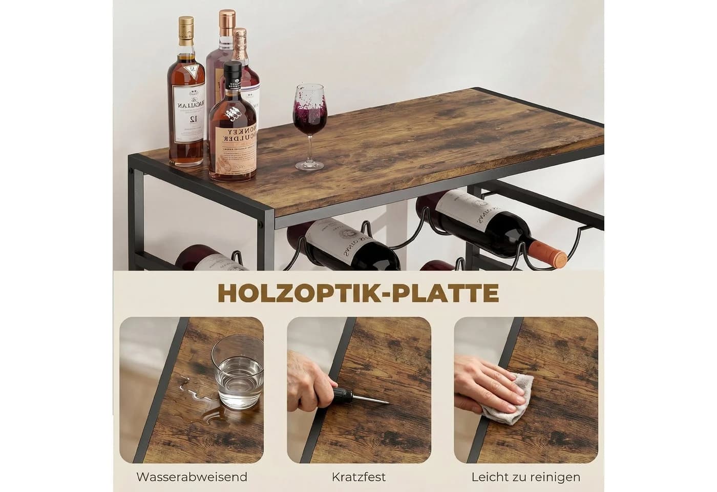 HOMCOM Weinregal 30 Flaschen Metall Rustikal-Braun - Bild 5