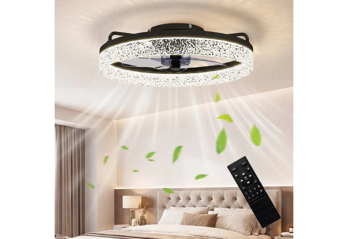 HOMCOM Deckenventilator mit LED-Beleuchtung 50cm Schwarz - Bild 2