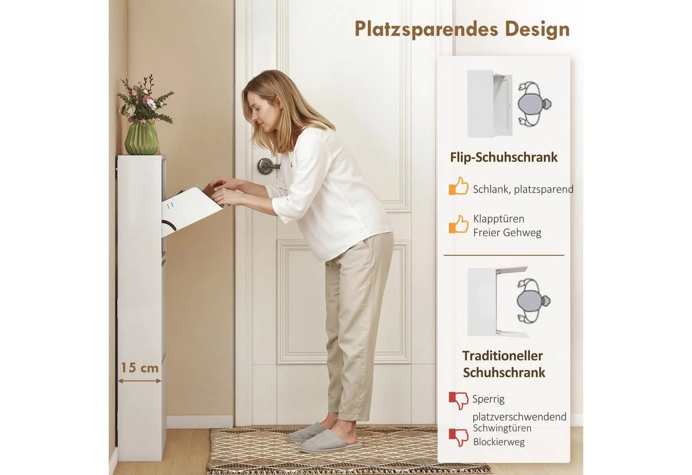HOMCOM Schuhschrank Klappsystem Weiß Metall - Bild 4