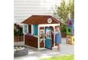 Outsunny Kinderspielhaus aus Holz mit Blumenkästen und Retro-Fenster Dunkelbraun Bild 2