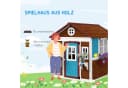 Outsunny Kinderspielhaus aus Holz mit Blumenkästen und Retro-Fenster Dunkelbraun Bild 4