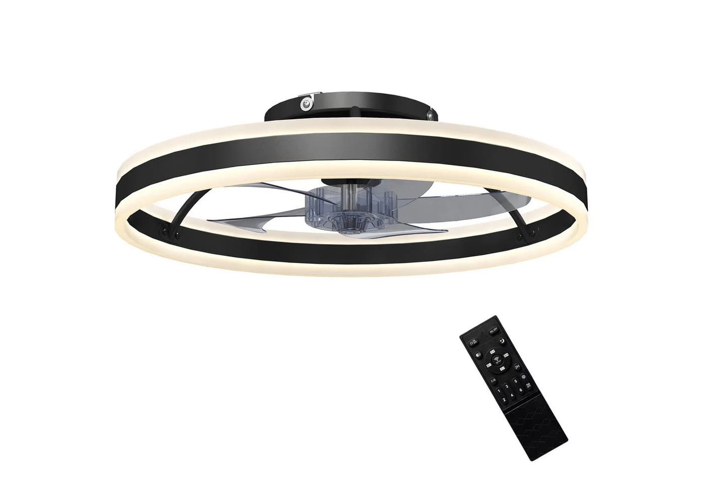 HOMCOM Deckenventilator mit Licht Schwarz 50 cm Durchmesser 6 Geschwindigkeiten