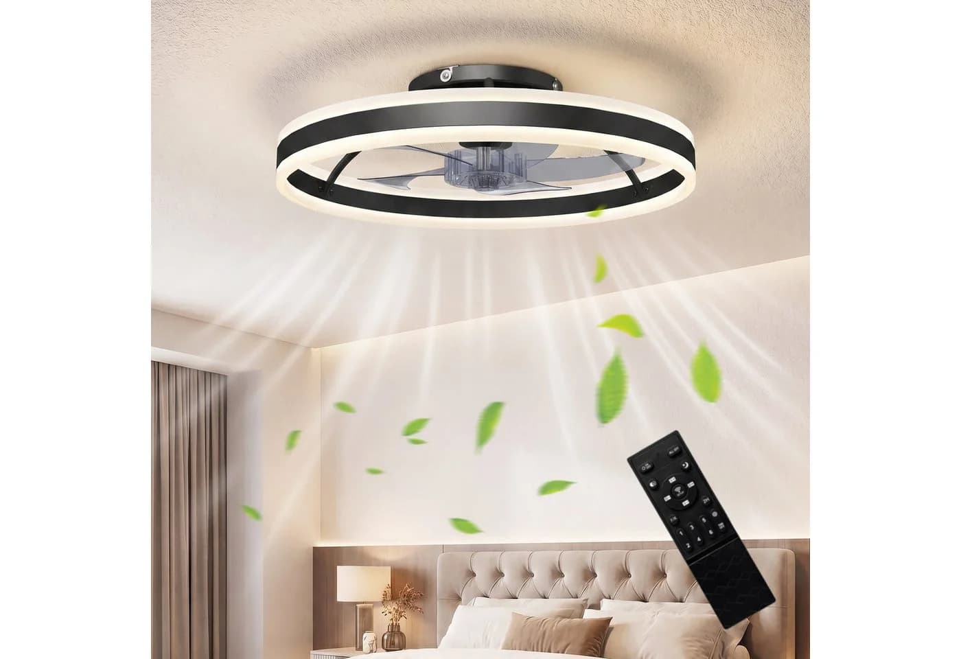 HOMCOM Deckenventilator mit Licht Schwarz 50 cm Durchmesser 6 Geschwindigkeiten - Bild 2