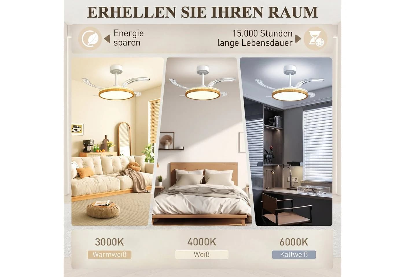HOMCOM Deckenventilator mit LED Licht und Fernbedienung - Bild 4