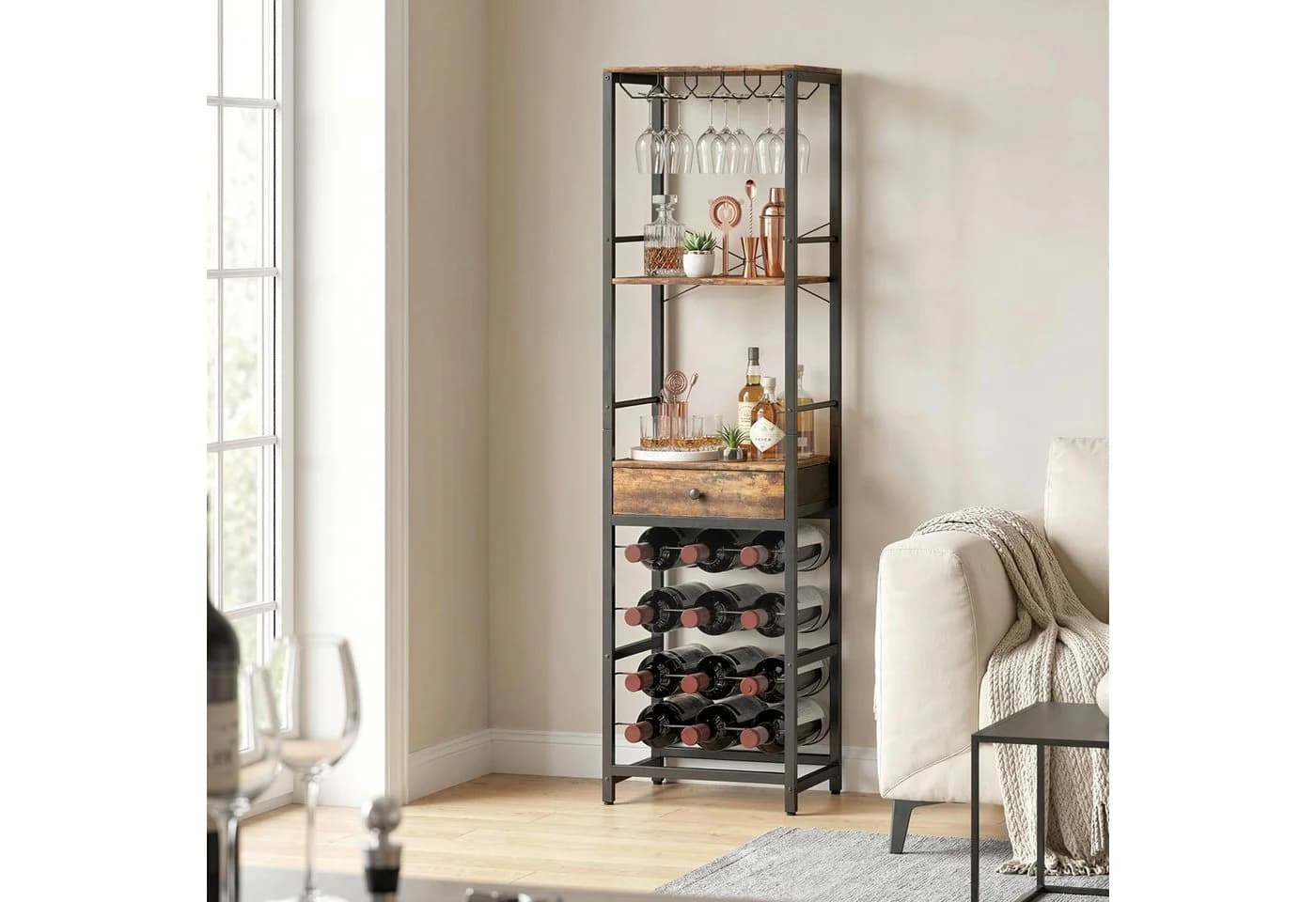 HOMCOM Weinregal mit Schublade & Glashalter - Bild 2