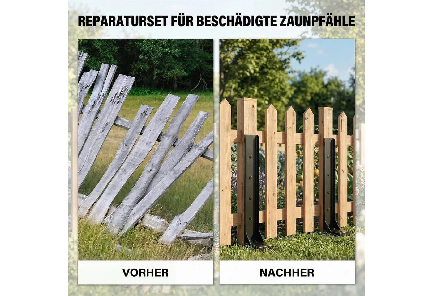 Outsunny Zaunpfosten Reparaturset Schwarz Metall - Bild 4