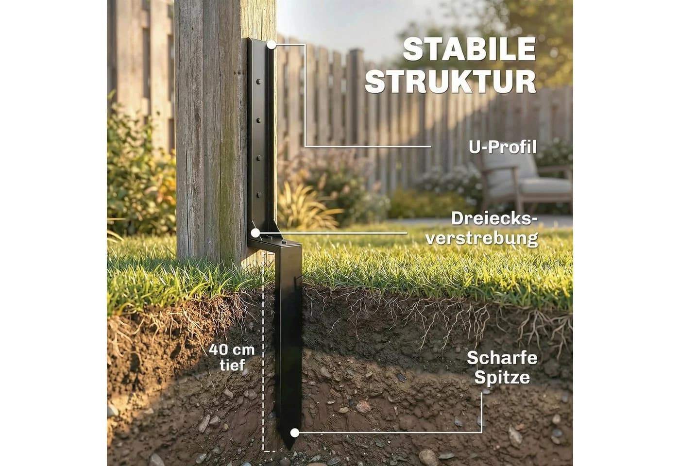 Outsunny Zaunpfosten Reparaturset Schwarz Metall - Bild 5