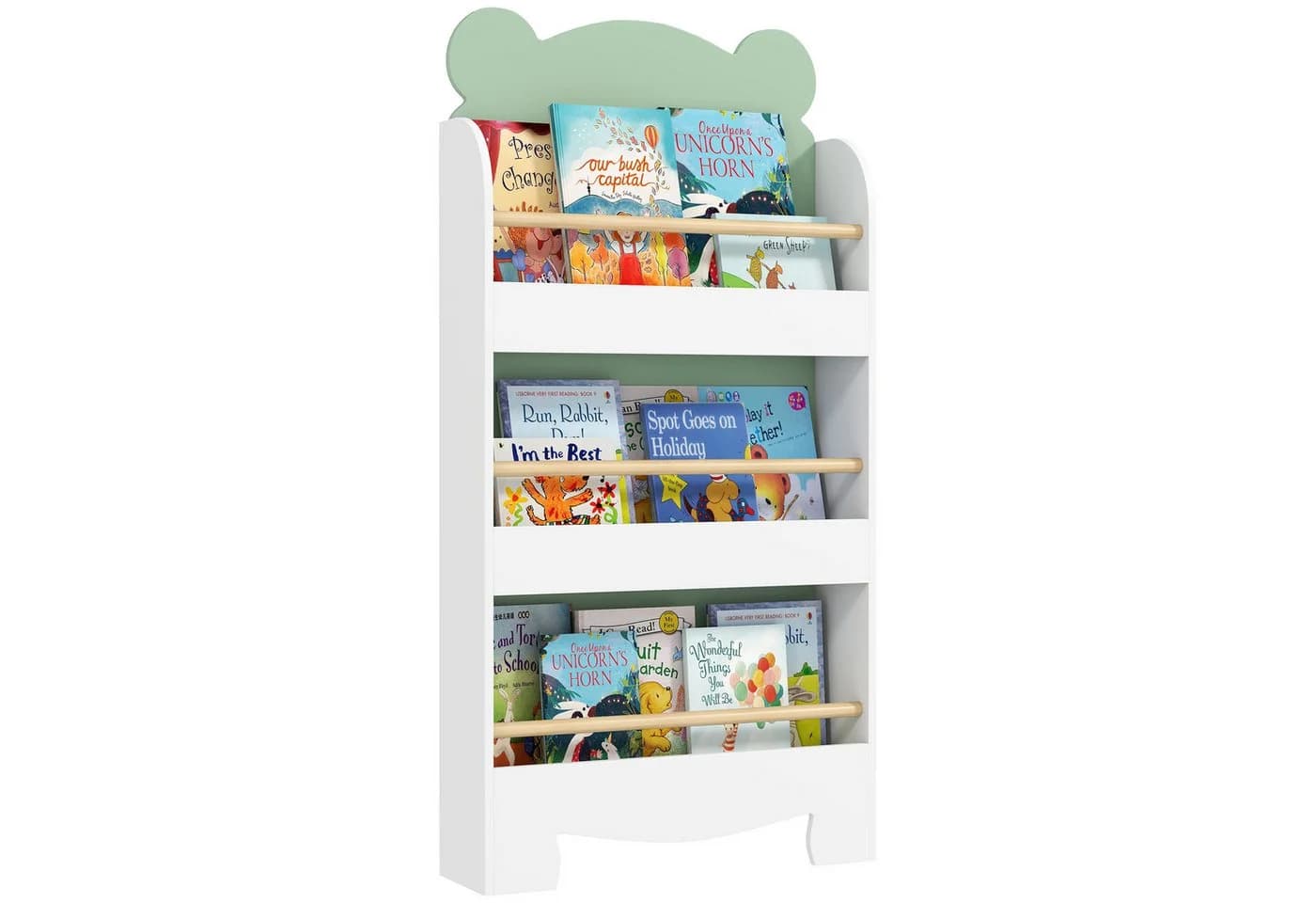 AIYAPLAY Kinderregal 3-stufig Bären-Design Grün/Weiß - Bild 2