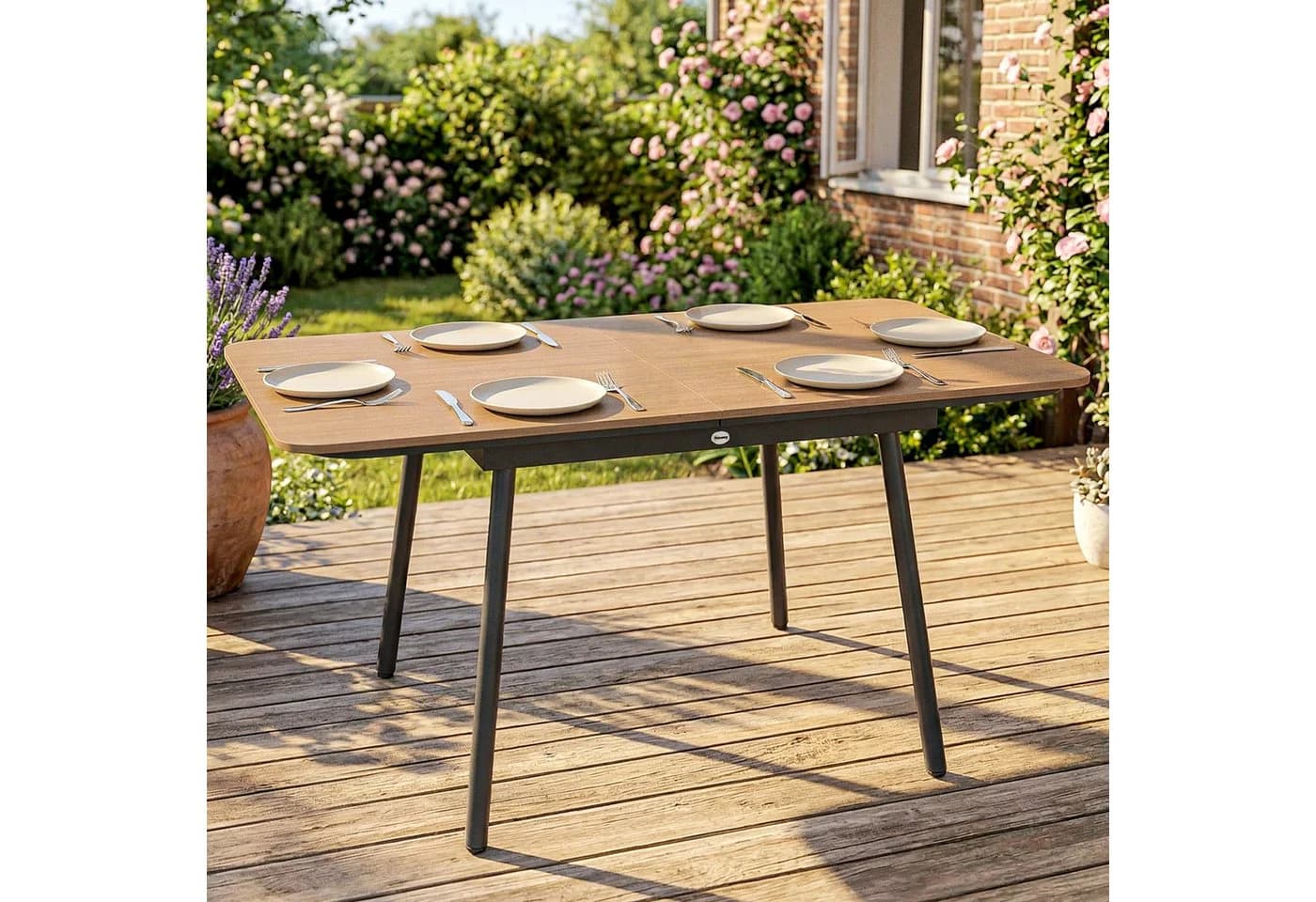 Outsunny Gartentisch WPC Teakoptik 140x80 cm - Bild 2